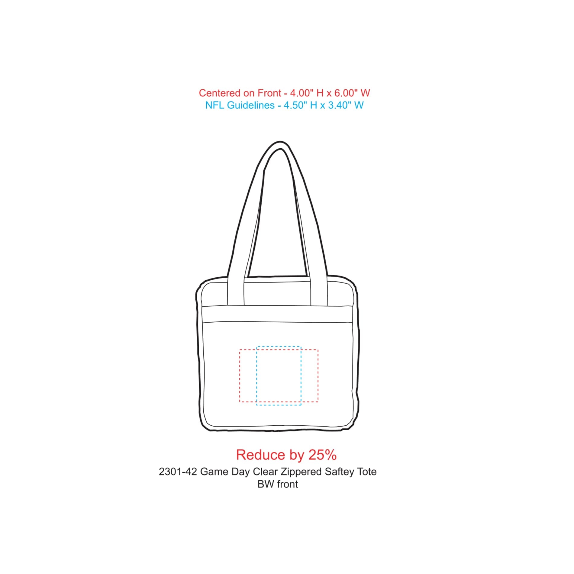 Game Day Clear Zippered Safety Tote - Etchified - Etchified - 2301-42BK