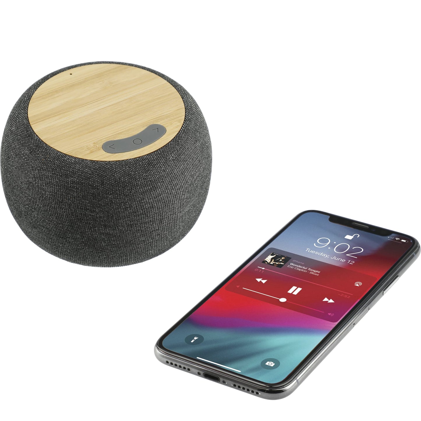 Garm Fabric & Bamboo Speaker with Wireless Chargin - Etchified - Etchified - 7197-65GY