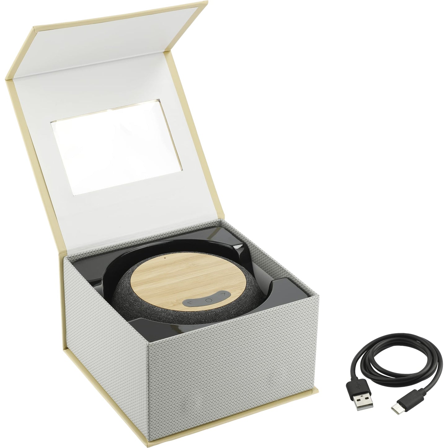 Garm Fabric & Bamboo Speaker with Wireless Chargin - Etchified - Etchified - 7197-65GY