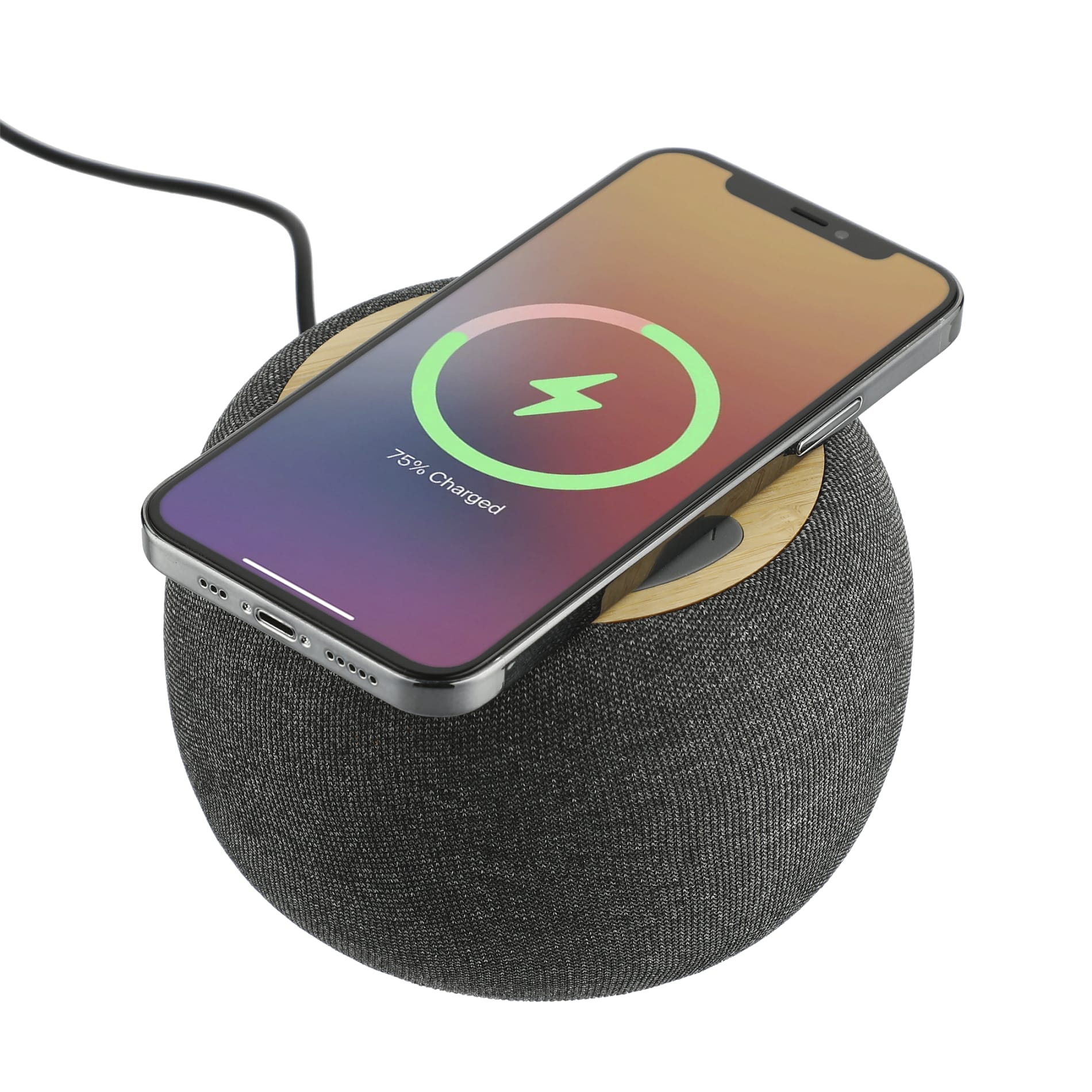 Garm Fabric & Bamboo Speaker with Wireless Chargin - Etchified - Etchified - 7197-65GY