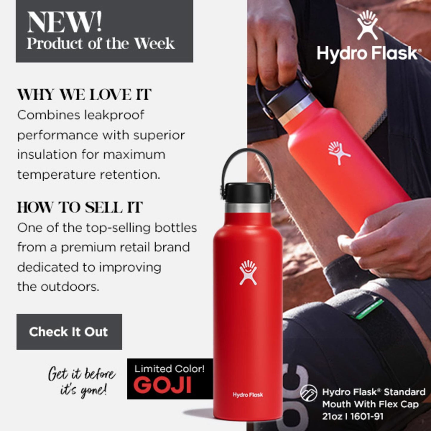 Hydro Flask® Standard Mouth With Flex Cap 21oz - Etchified - Etchified - 1601-91BK