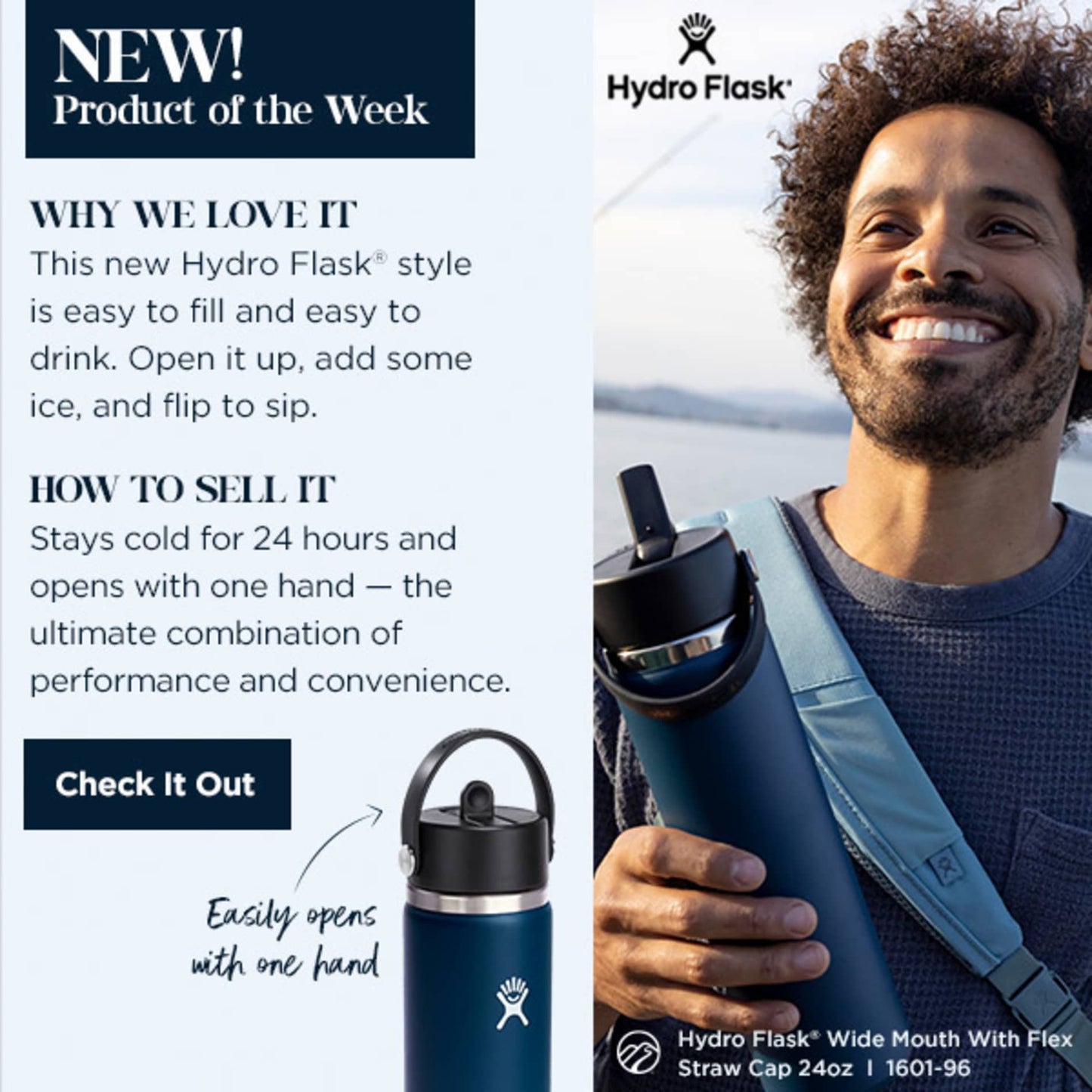 Hydro Flask® Wide Mouth w/ Flex Straw Cap 24oz - Etchified - Etchified - 1601-96WH