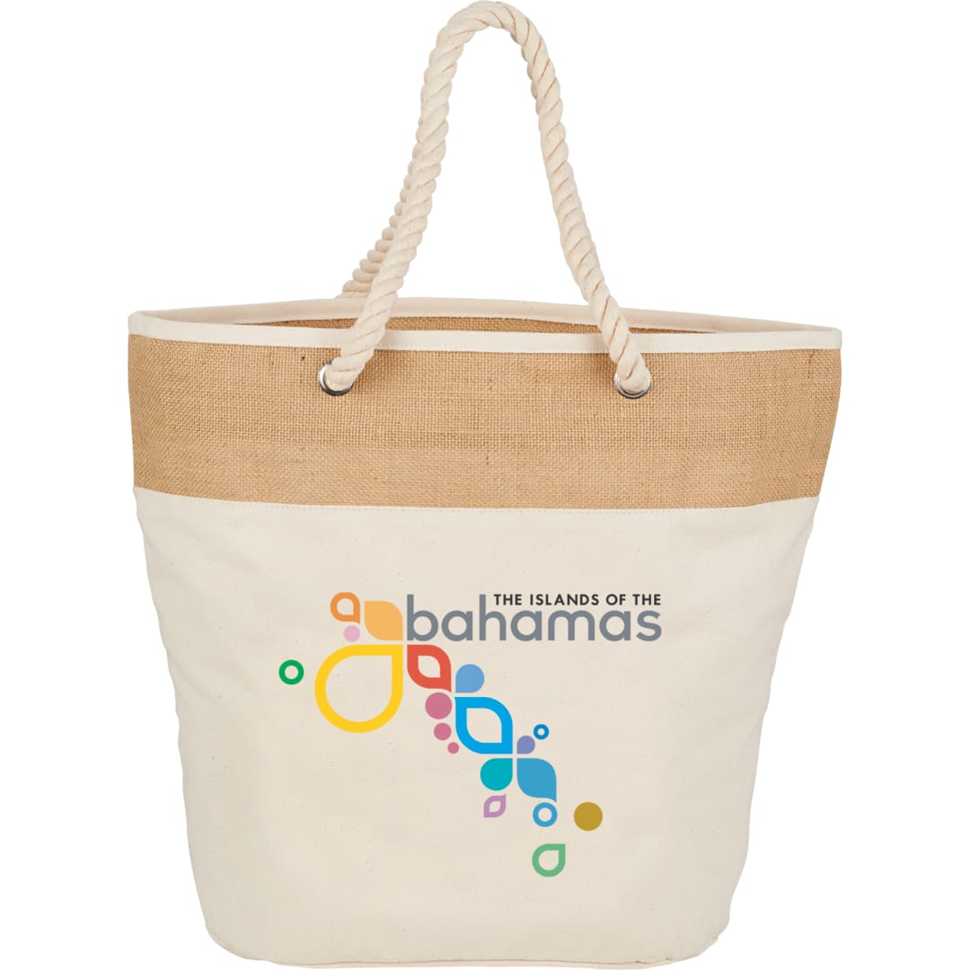 Jute Accent 12oz Cotton Canvas Rope Tote - Etchified - PCNA (Leed's/Bullet/Trimark) - 7900-22-7900-22NT
