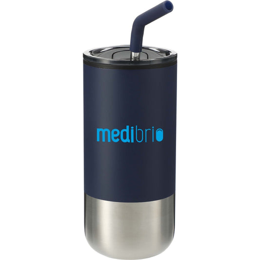 Lagom Insulated 16oz Stainless Steel Tumbler with Straw (MIN 75) - Etchified - Etchified - SM - 6908BK - 1