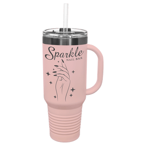 LIMITED EDITION 2025 - Polar Camel® 40 oz. Pastel Ghost Black ION - Plated Travel Mug with Handle & Straw - Etchified - Polar Camel - LTM7434