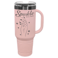 LIMITED EDITION 2025 - Polar Camel® 40 oz. Pastel Ghost Black ION - Plated Travel Mug with Handle & Straw - Etchified - Polar Camel - LTM7435