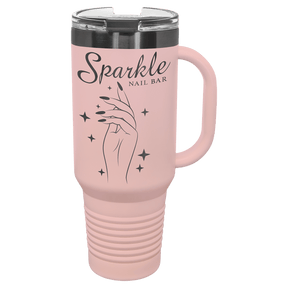 LIMITED EDITION 2025 - Polar Camel® 40 oz. Pastel Ghost Black ION - Plated Travel Mug with Handle & Straw - Etchified - Polar Camel - LTM7435