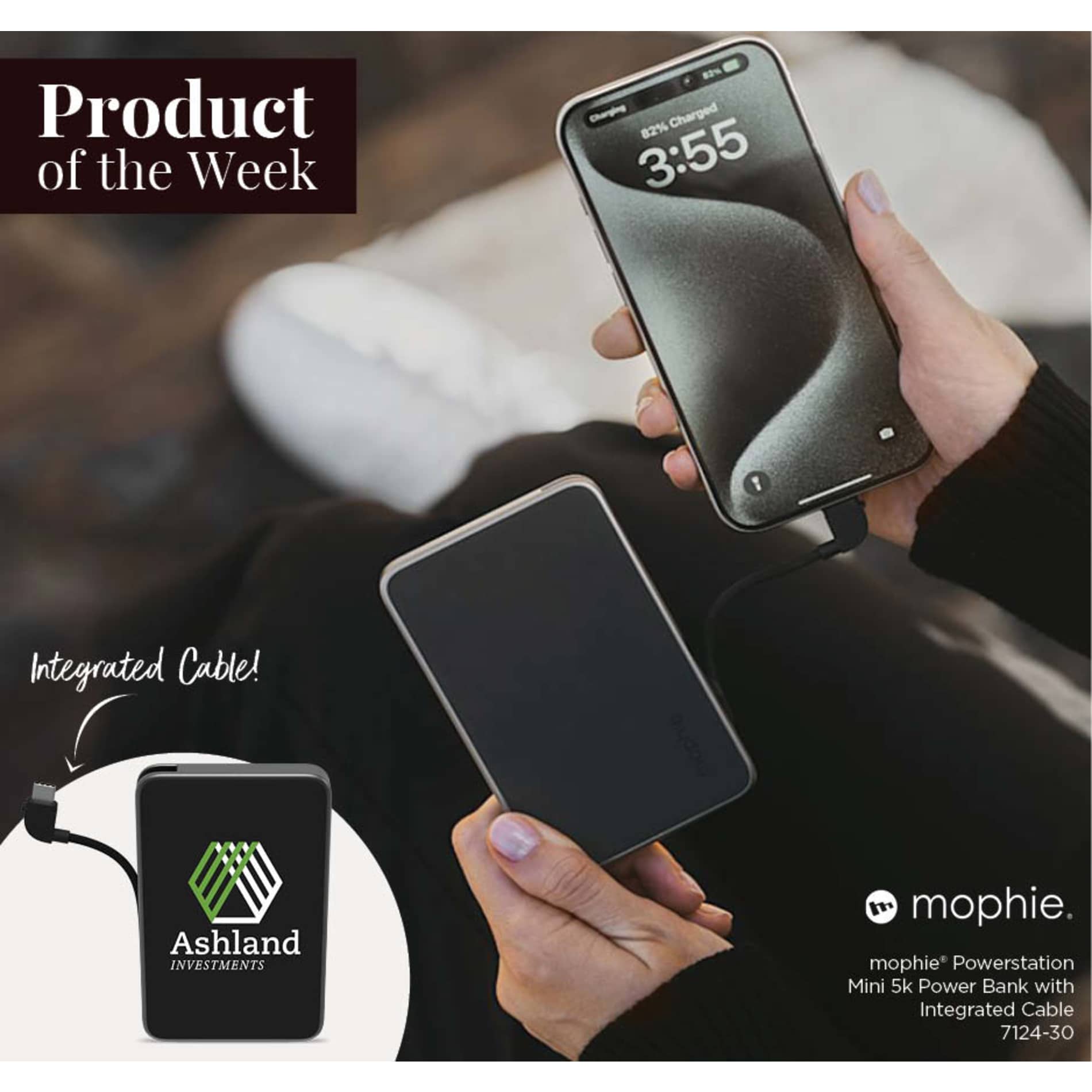 mophie® Powerstation® Mini with Integrated Cable - Etchified - Etchified - 7124-30BK
