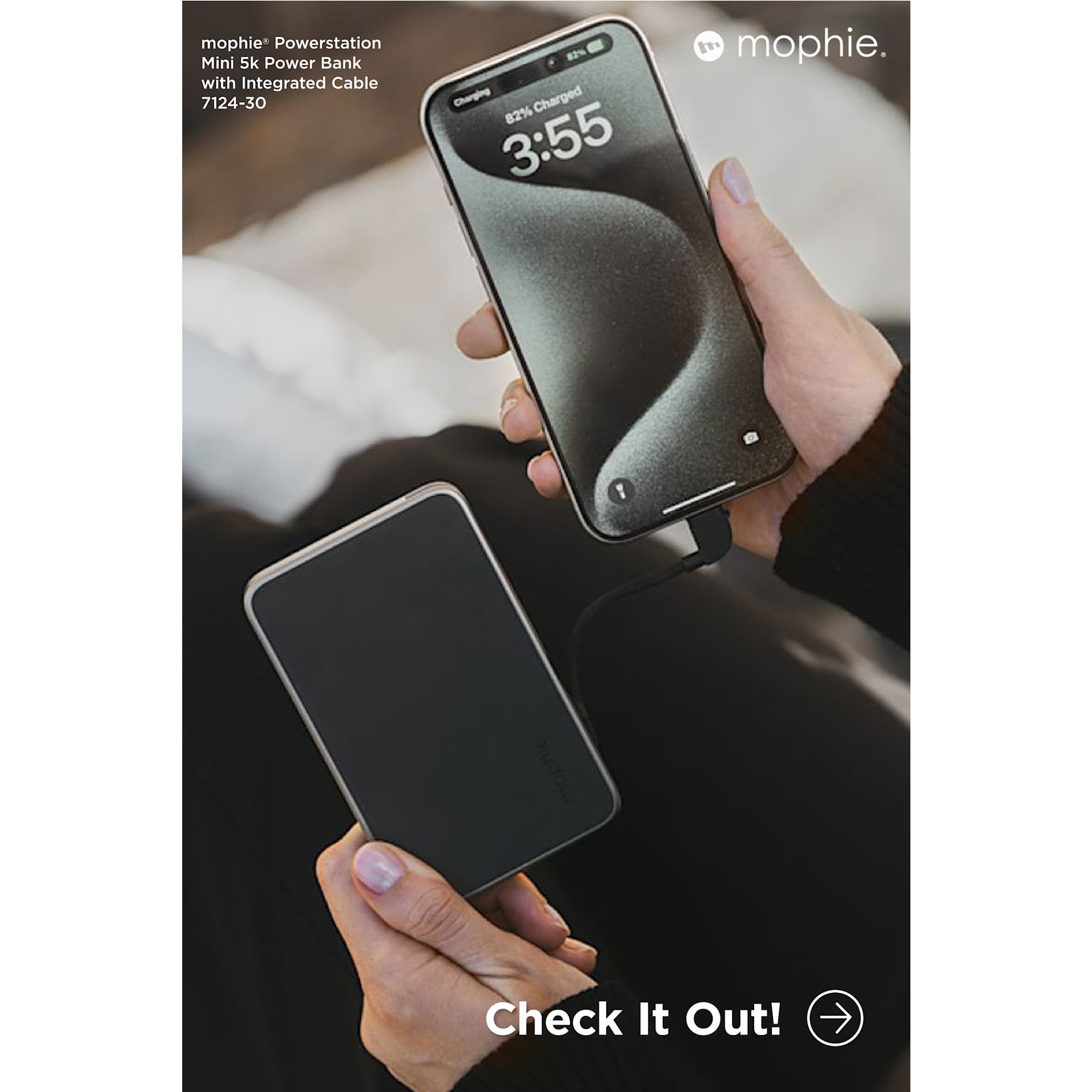 mophie® Powerstation® Mini with Integrated Cable - Etchified - Etchified - 7124-30BK