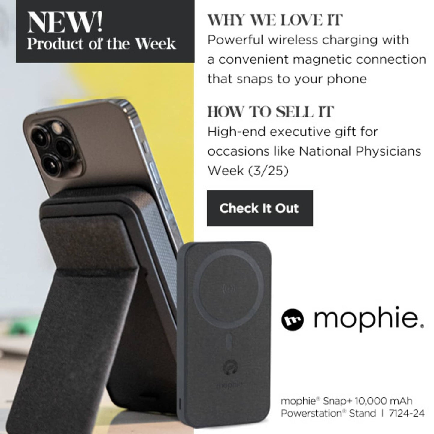mophie® Snap + 10000 mAh Powerstation Stand - Etchified - Etchified - 7124-24BK