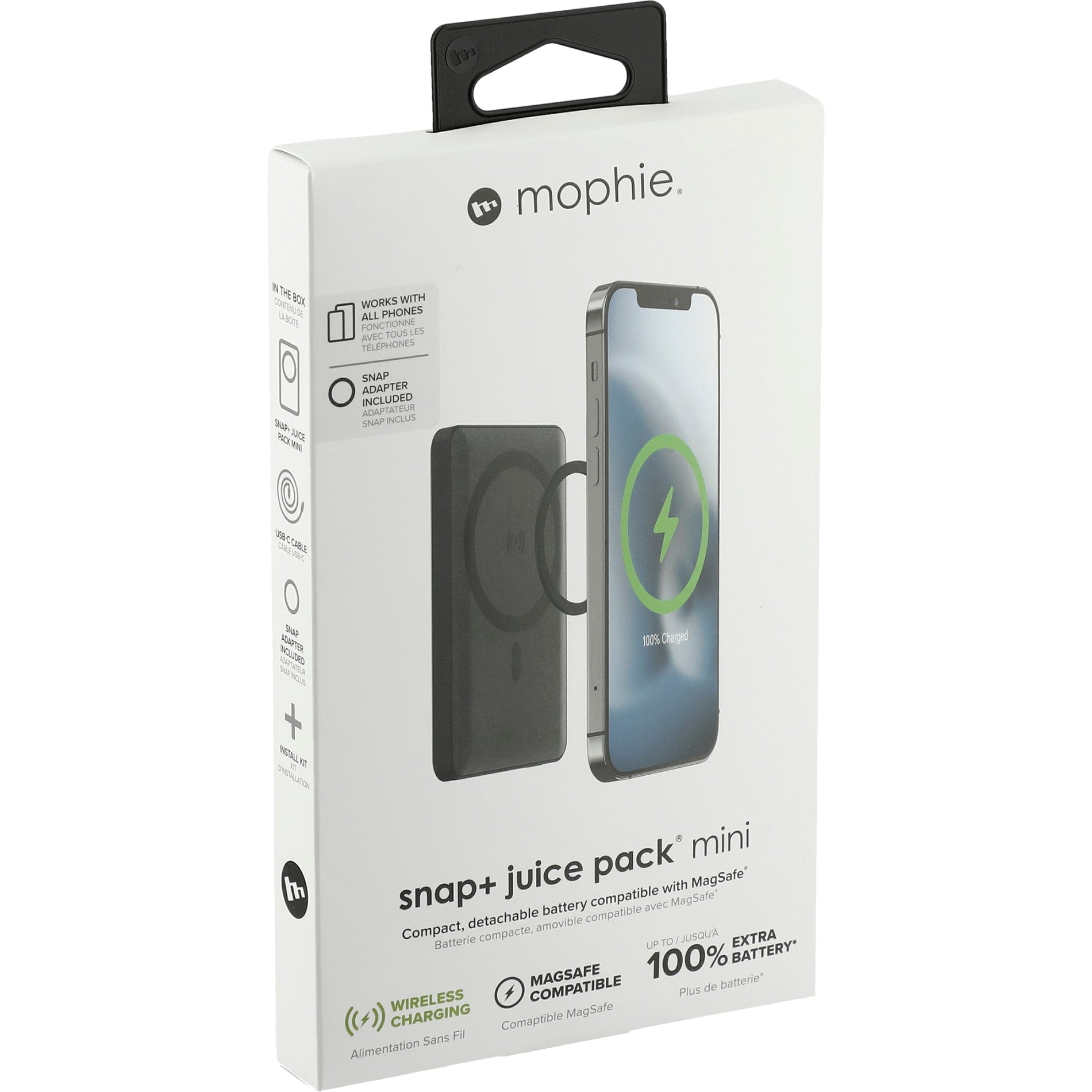 mophie® Snap+ Mini 5000 mAh Wireless Power Bank - Etchified - Etchified - 7124-11BK