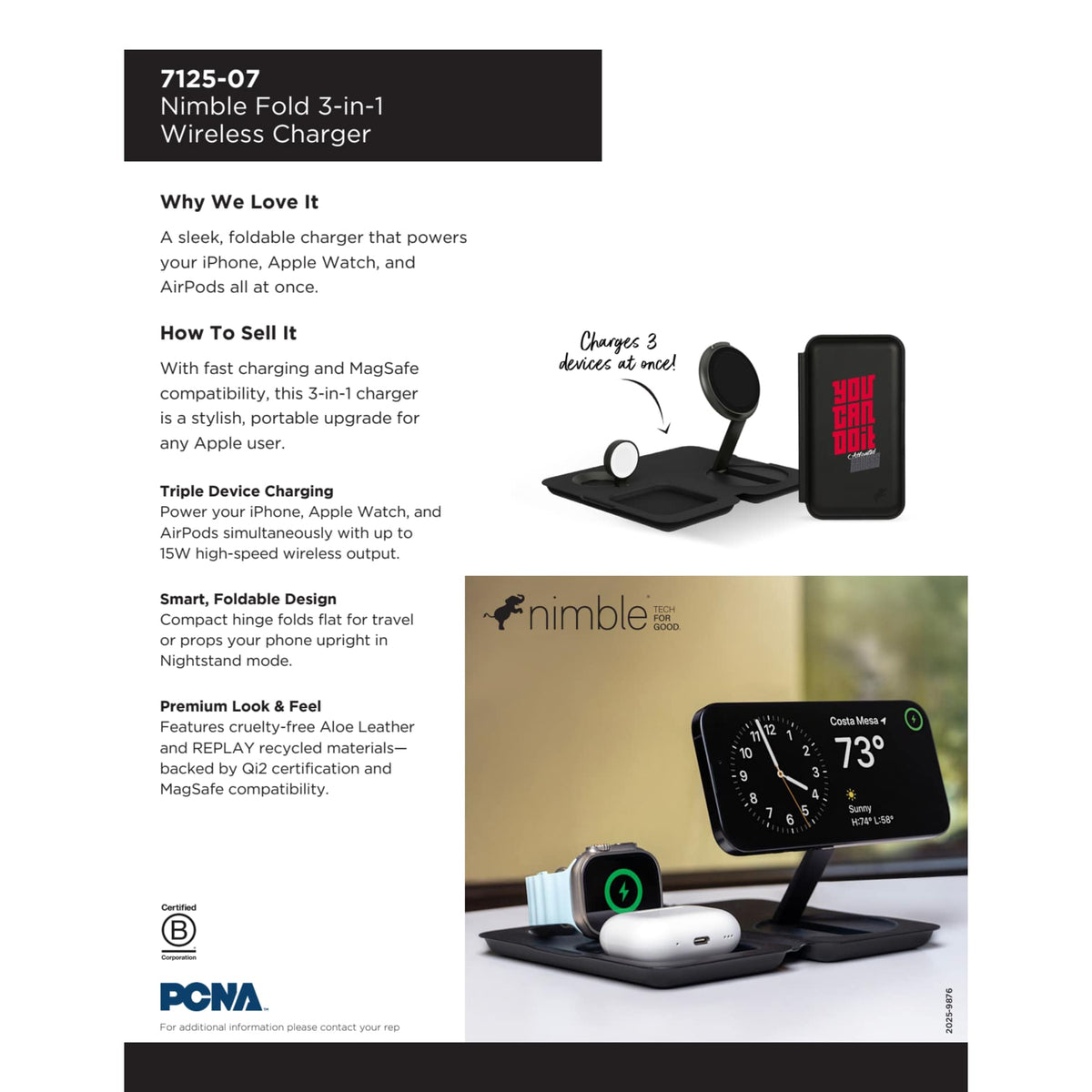 Nimble Fold 3 - in - 1 Wireless Charger - Etchified - Nimble - 7125-07BK