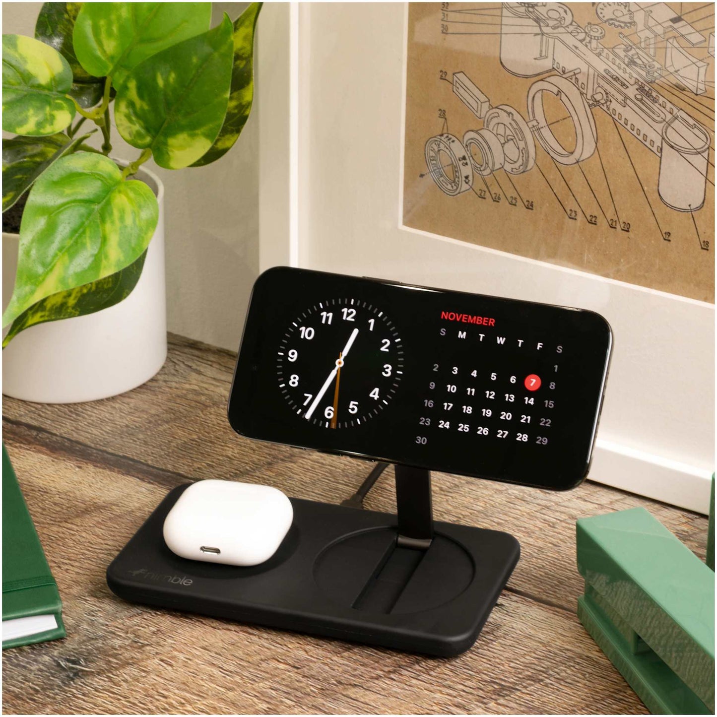 Nimble Podium 2 - in - 1 Wireless Charging Stand - Etchified - Etchified - 7125-10BK
