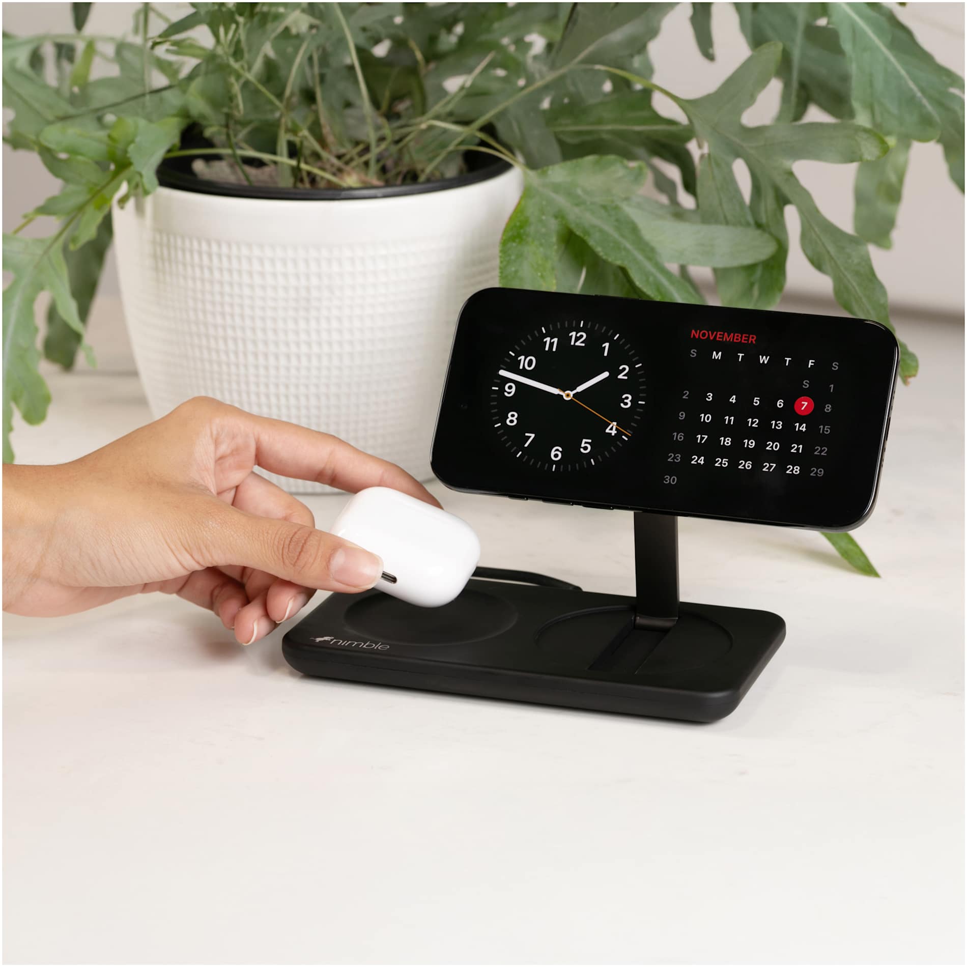 Nimble Podium 2 - in - 1 Wireless Charging Stand - Etchified - Etchified - 7125-10BK