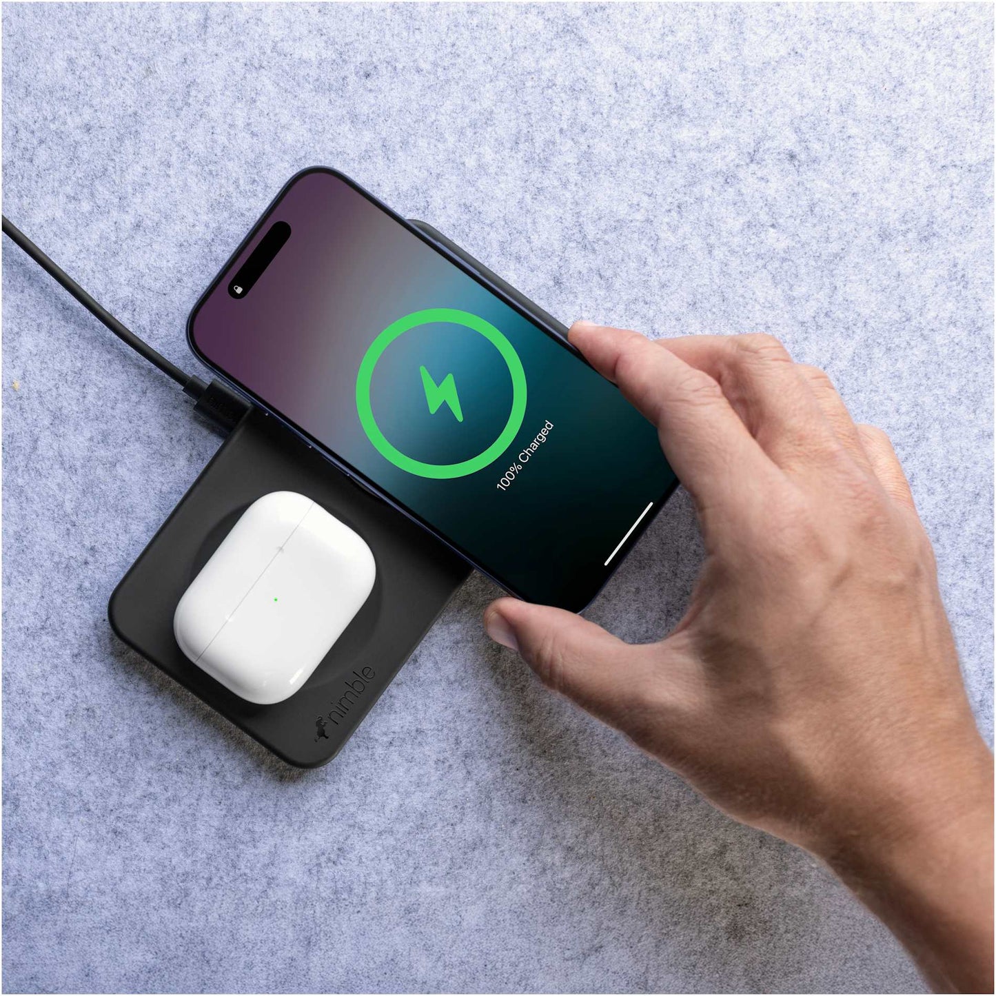 Nimble Podium 2 - in - 1 Wireless Charging Stand - Etchified - Etchified - 7125-10BK