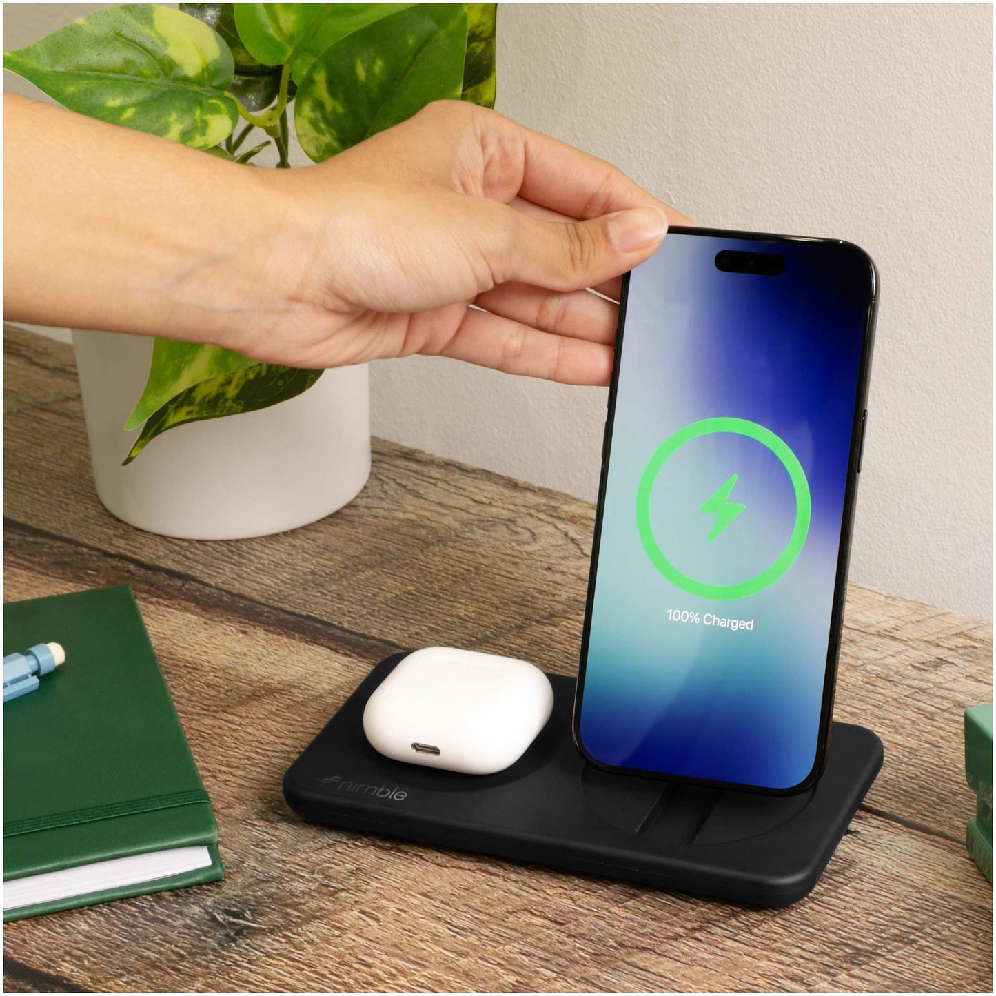 Nimble Podium 2 - in - 1 Wireless Charging Stand - Etchified - Etchified - 7125-10BK