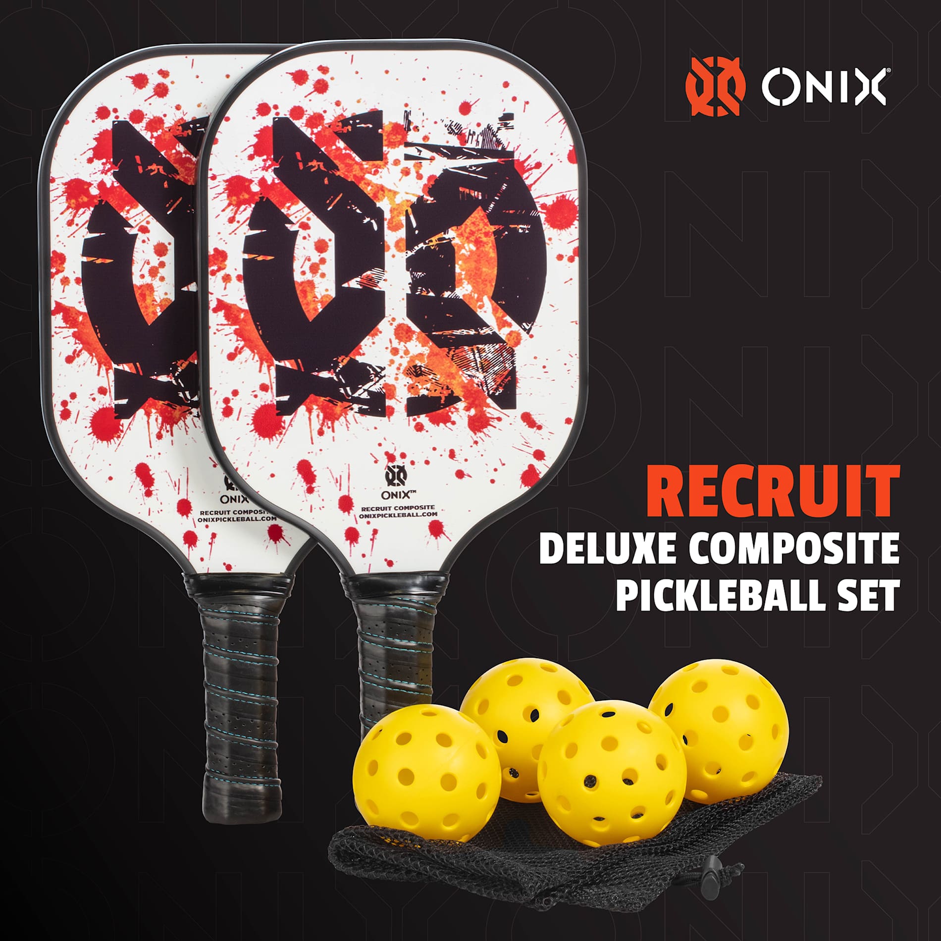 Onix Recruit Composite Pickleball Set - Etchified - ONIX - 1801-03WH