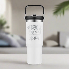 Personalized 30oz Stainless Steel Flip Straw Tumbler - Etchified-Etchified-AC268_WHITE