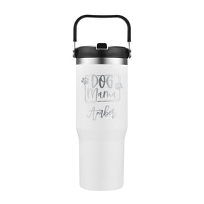 Personalized 30oz Stainless Steel Flip Straw Tumbler - Etchified-Etchified-AC268_WHITE