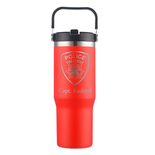 Personalized 30oz Stainless Steel Flip Straw Tumbler - Etchified - etchified - BTL635-BLK
