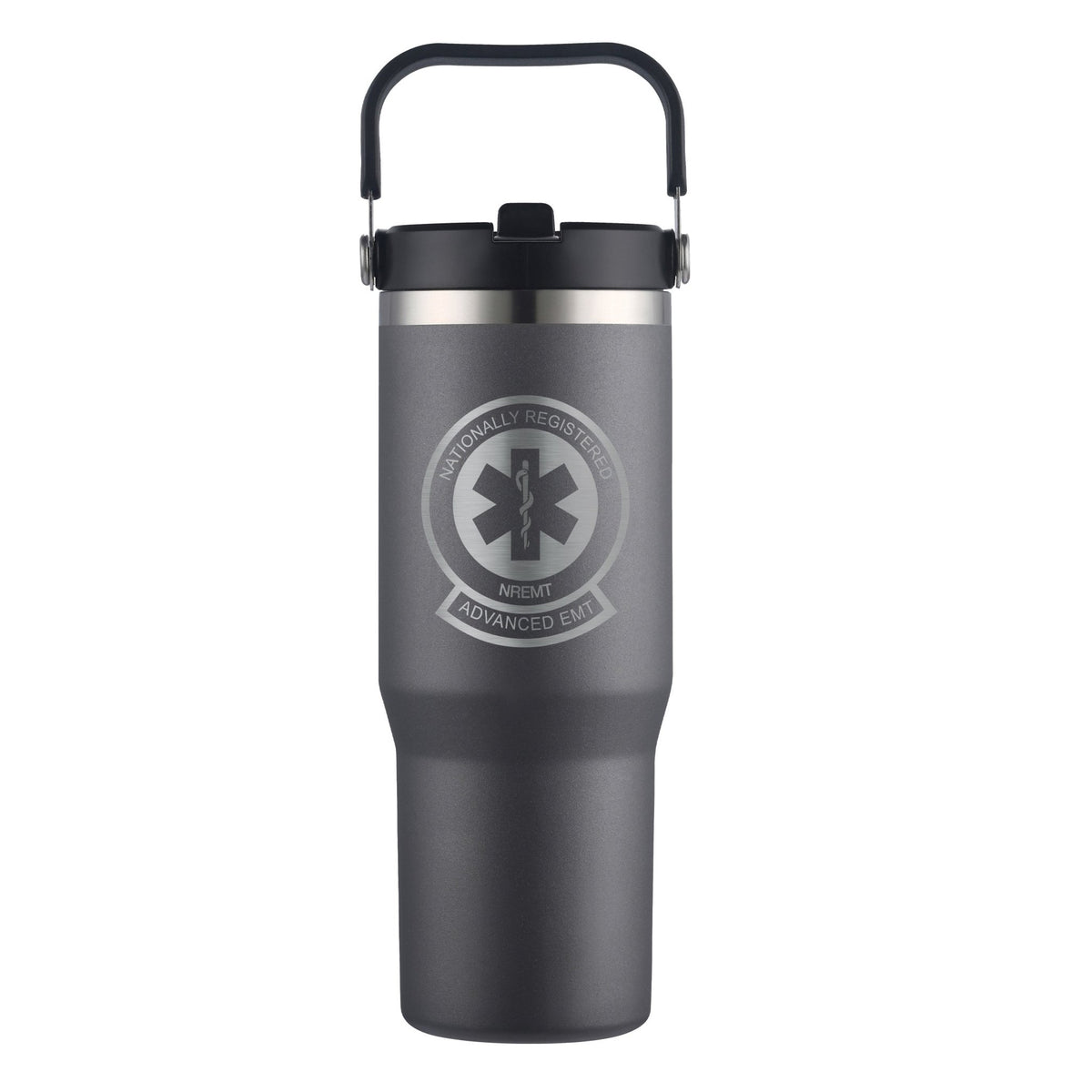Personalized 30oz Stainless Steel Flip Straw Tumbler - Etchified - etchified - BTL635-BLK