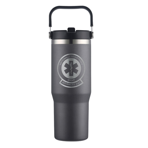 Personalized 30oz Stainless Steel Flip Straw Tumbler - Etchified - etchified - BTL635-BLK