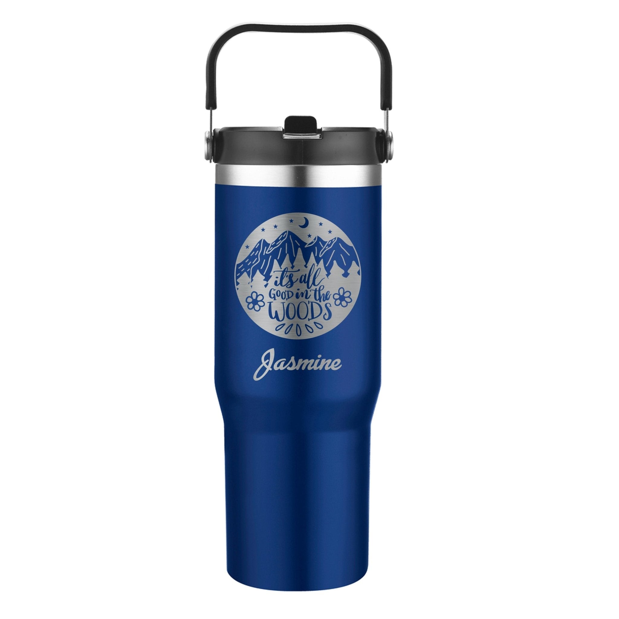 Personalized 30oz Stainless Steel Flip Straw Tumbler - Etchified - etchified - BTL635-BLK