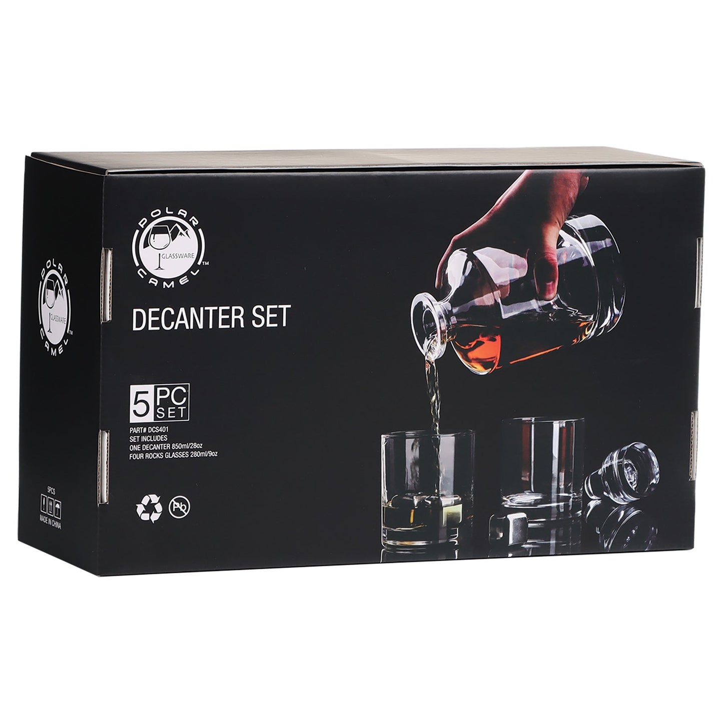 Personalized Criss-Cross Decanter and Glasses Set - Etchified-Polar Camel®-DCS401