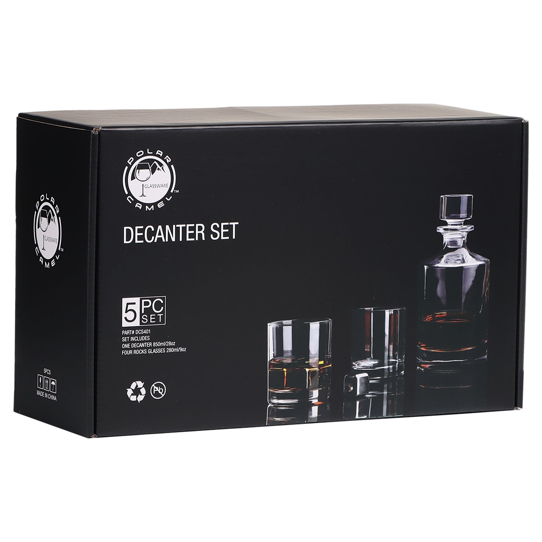 Personalized Criss-Cross Decanter and Glasses Set - Etchified-Polar Camel®-DCS401