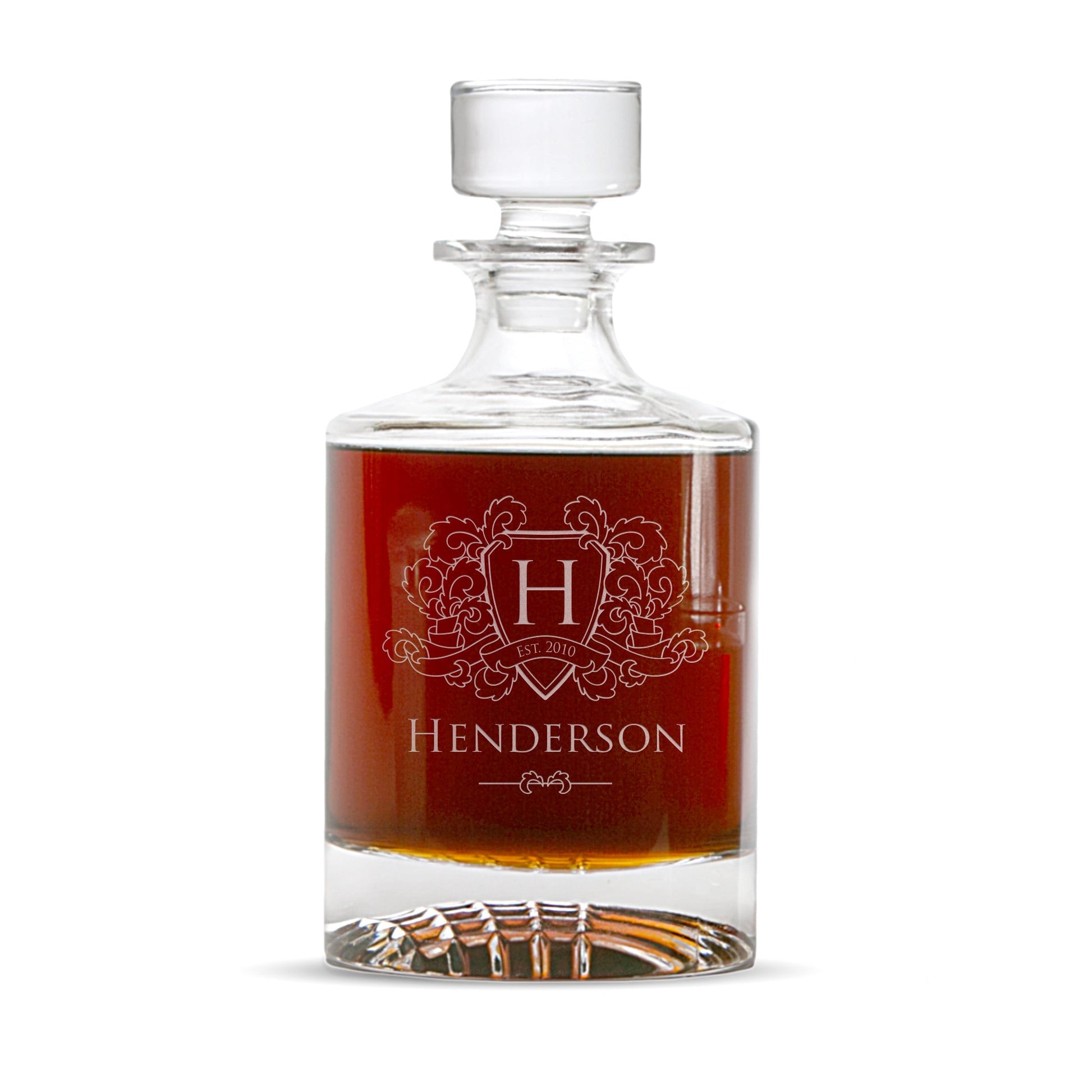 Personalized Round Waffle - Pattern Whiskey Decanter - Easy Monogramming - Etchified - Polar Camel® - DC401