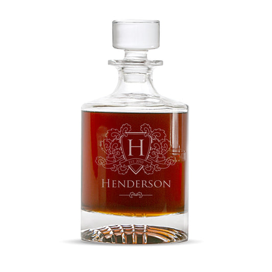 Personalized Round Waffle - Pattern Whiskey Decanter - Easy Monogramming - Etchified - Polar Camel® - DC401