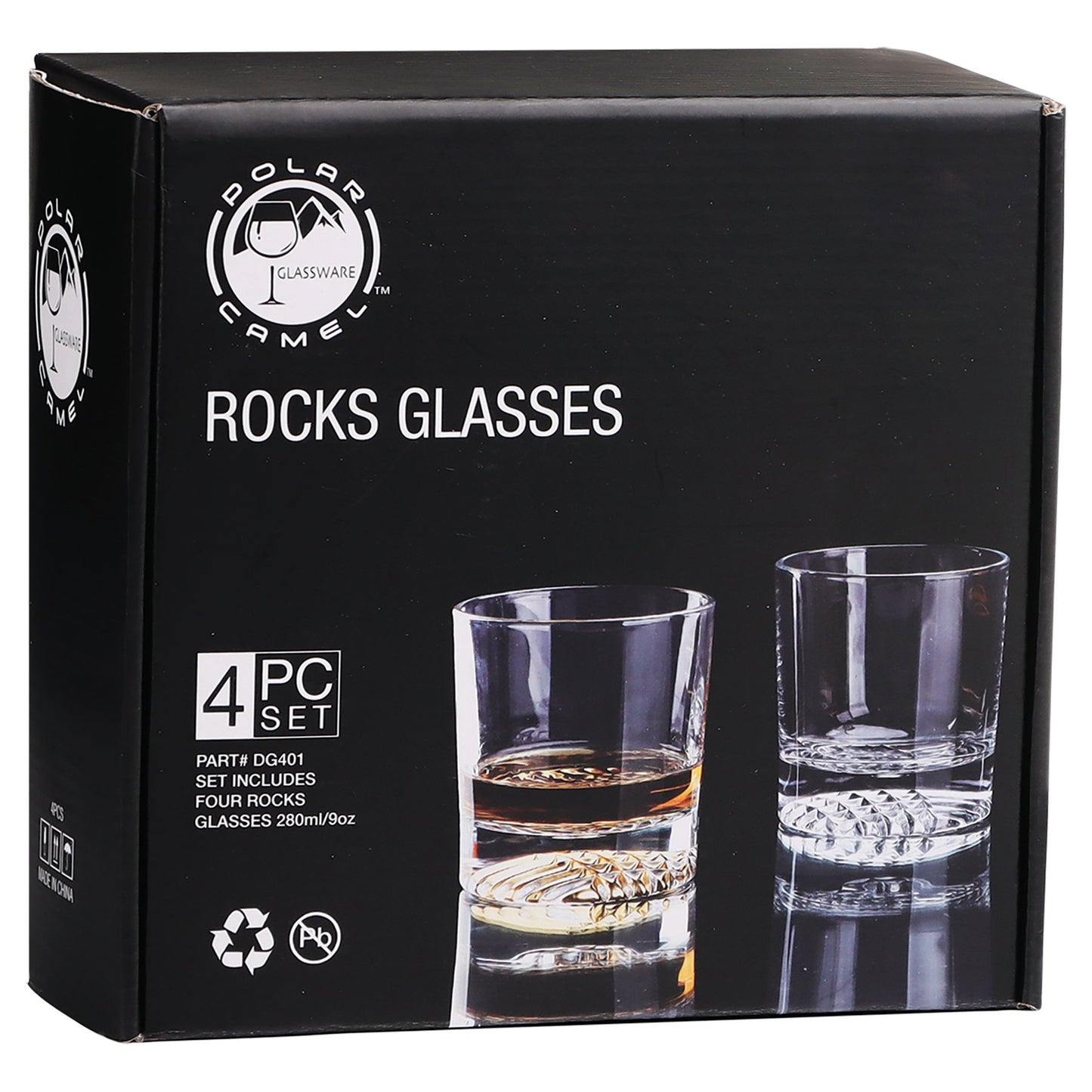 Personalized Waffle Pattern 4 - Piece Glasses Set - Etchified - Polar Camel® - DCS403