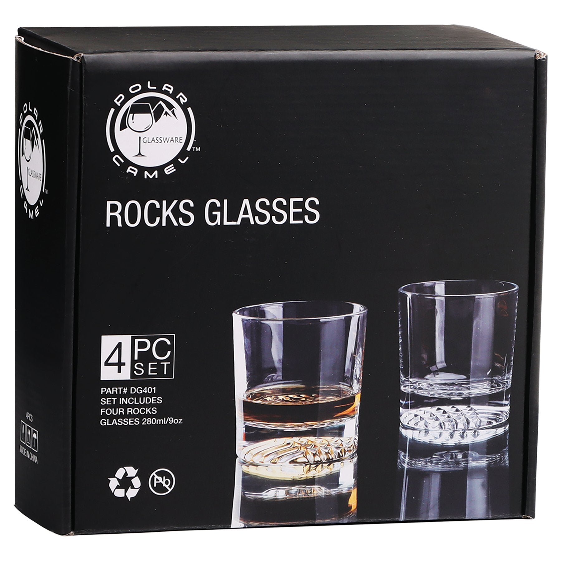 Personalized Waffle Pattern 4 - Piece Glasses Set - Etchified - Polar Camel® - DCS403