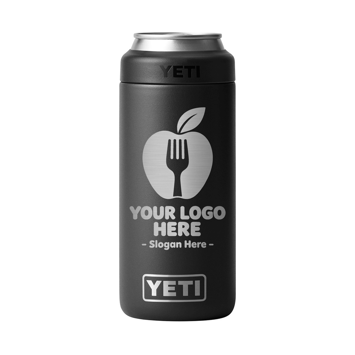 Personalized YETI® Rambler® 12 oz Colster® Slim Can Cooler - Etchified-YETI®-YTR12SC-BLK