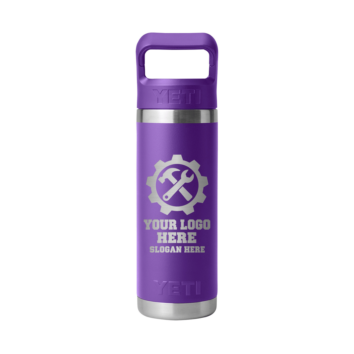 Personalized YETI® Rambler® 18 oz Bottle with Color-Matched Straw Cap - Etchified-YETI®-YTR18CSB-PACEPURPLE