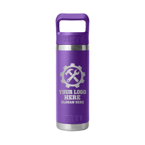 Personalized YETI® Rambler® 18 oz Bottle with Color-Matched Straw Cap - Etchified-YETI®-YTR18CSB-PACEPURPLE