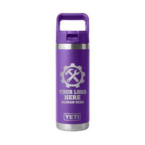Personalized YETI® Rambler® 18 oz Bottle with Color-Matched Straw Cap - Etchified-YETI®-YTR18CSB-PACEPURPLE