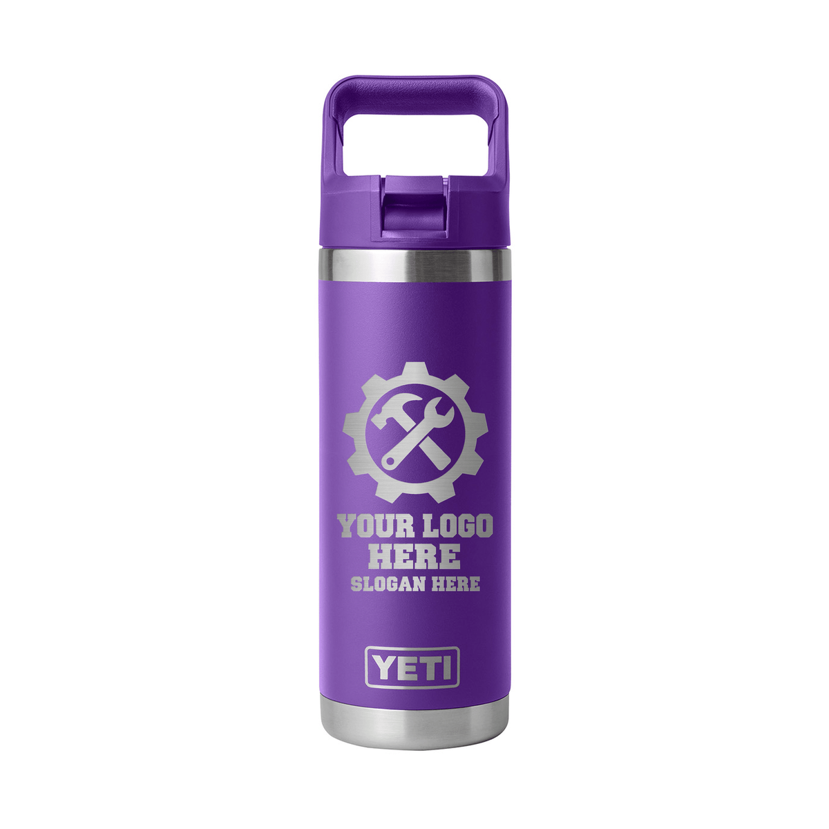 Personalized YETI® Rambler® 18 oz Bottle with Color-Matched Straw Cap - Etchified-YETI®-YTR18CSB-PACEPURPLE