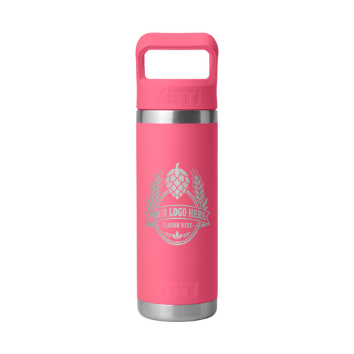 Personalized YETI® Rambler® 18 oz Bottle with Color-Matched Straw Cap - Etchified-YETI®-YTR18CSB-PNKTRP