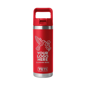 Personalized YETI® Rambler® 18 oz Bottle with Color-Matched Straw Cap - Etchified-YETI®-YTR18CSB-REDRESC