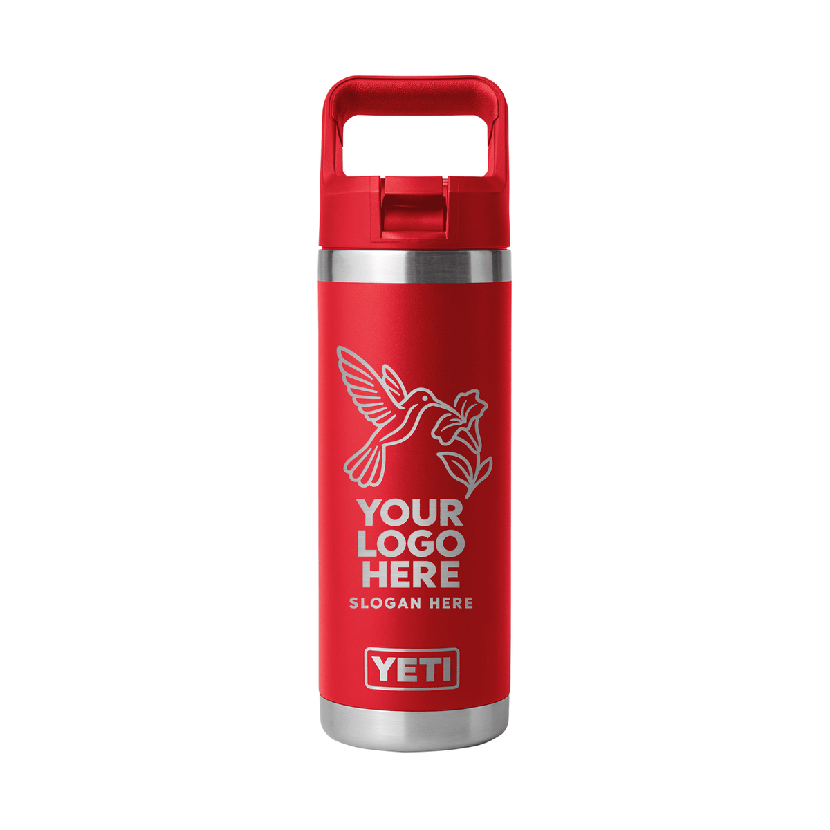Personalized YETI® Rambler® 18 oz Bottle with Color-Matched Straw Cap - Etchified-YETI®-YTR18CSB-REDRESC