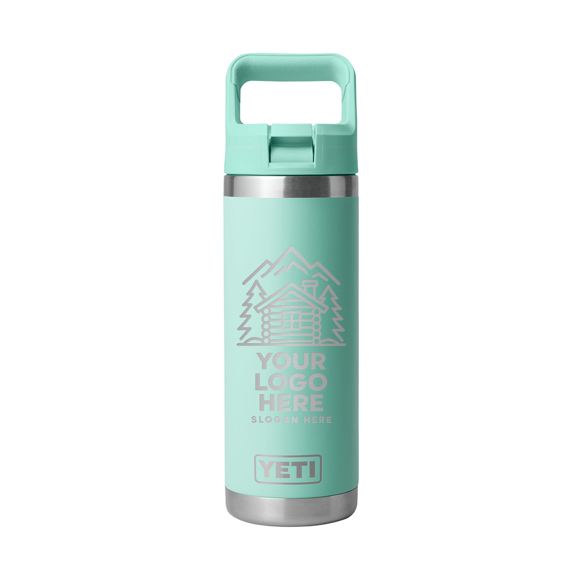 Personalized YETI® Rambler® 18 oz Bottle with Color-Matched Straw Cap - Etchified-YETI®-YTR18CSB-SEAFOAM