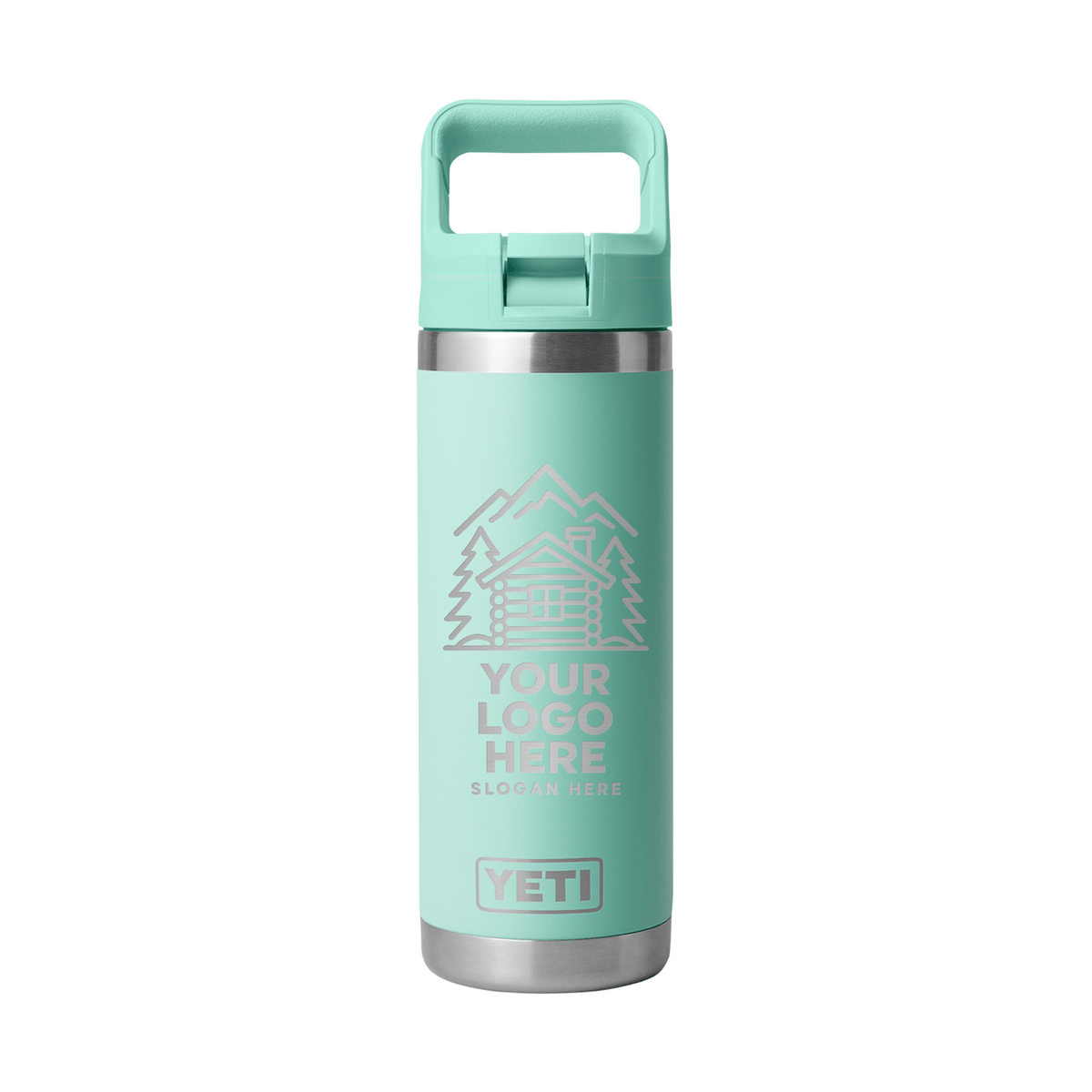 Personalized YETI® Rambler® 18 oz Bottle with Color-Matched Straw Cap - Etchified-YETI®-YTR18CSB-SEAFOAM