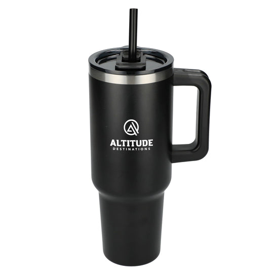 Pinnacle Recycled Travel Tumbler with Straw 40oz - Etchified - Etchified - 1603-15BK