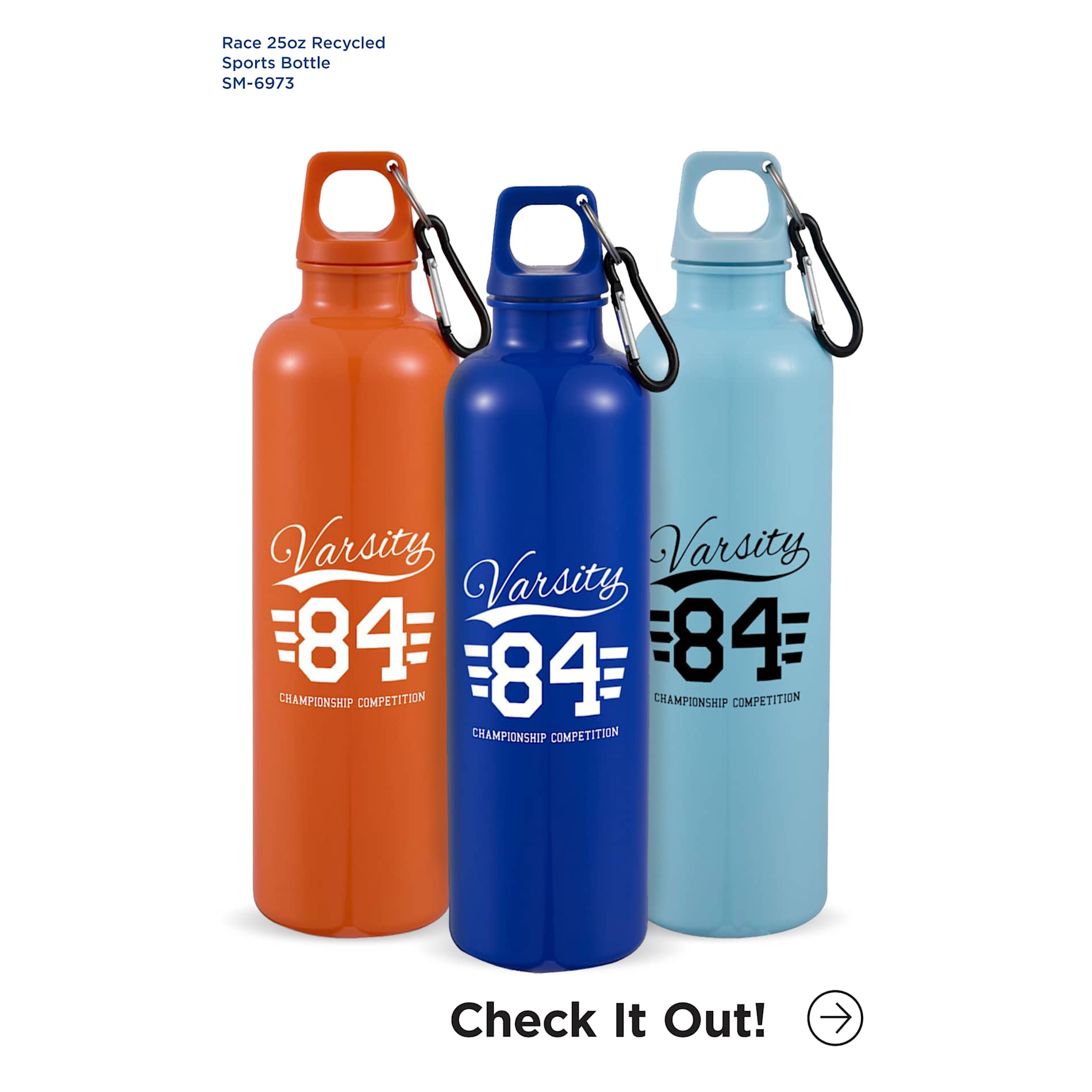 Race 25oz Recycled Bottle with Carabiner - Etchified - Etchified - SM-6973WH