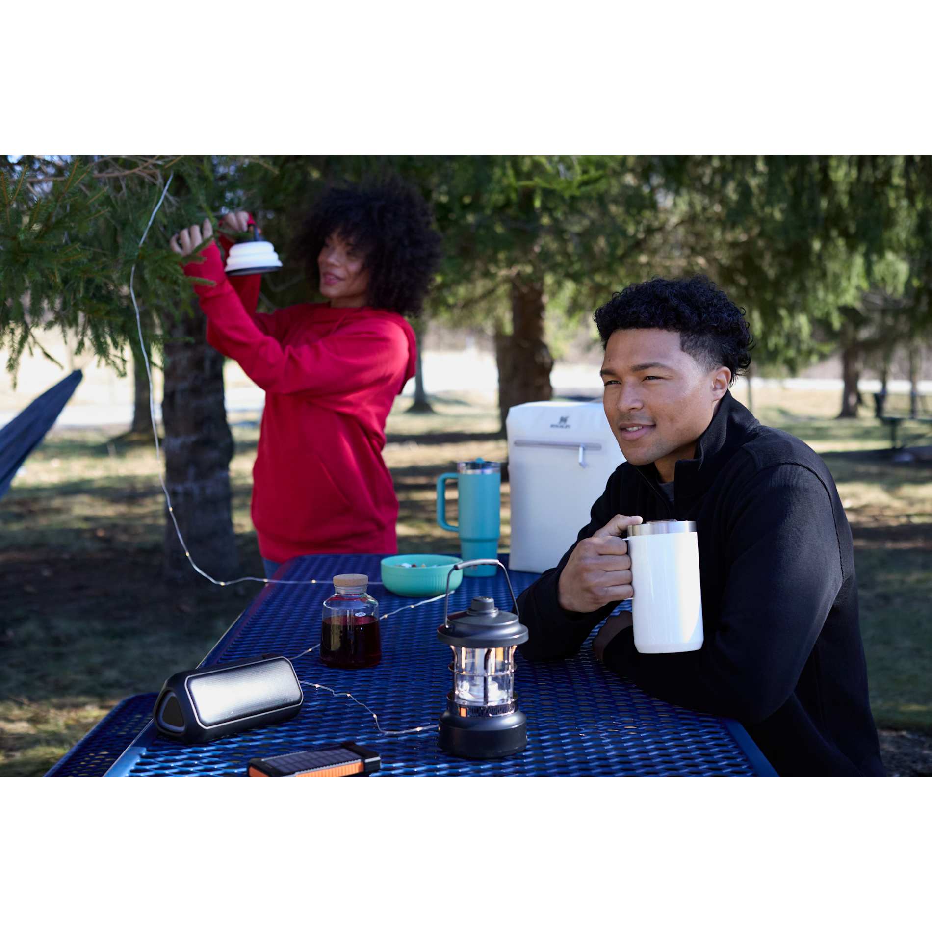 Rechargeable Camping Lantern with String Lights - Etchified - Etchified - 8053-28BK