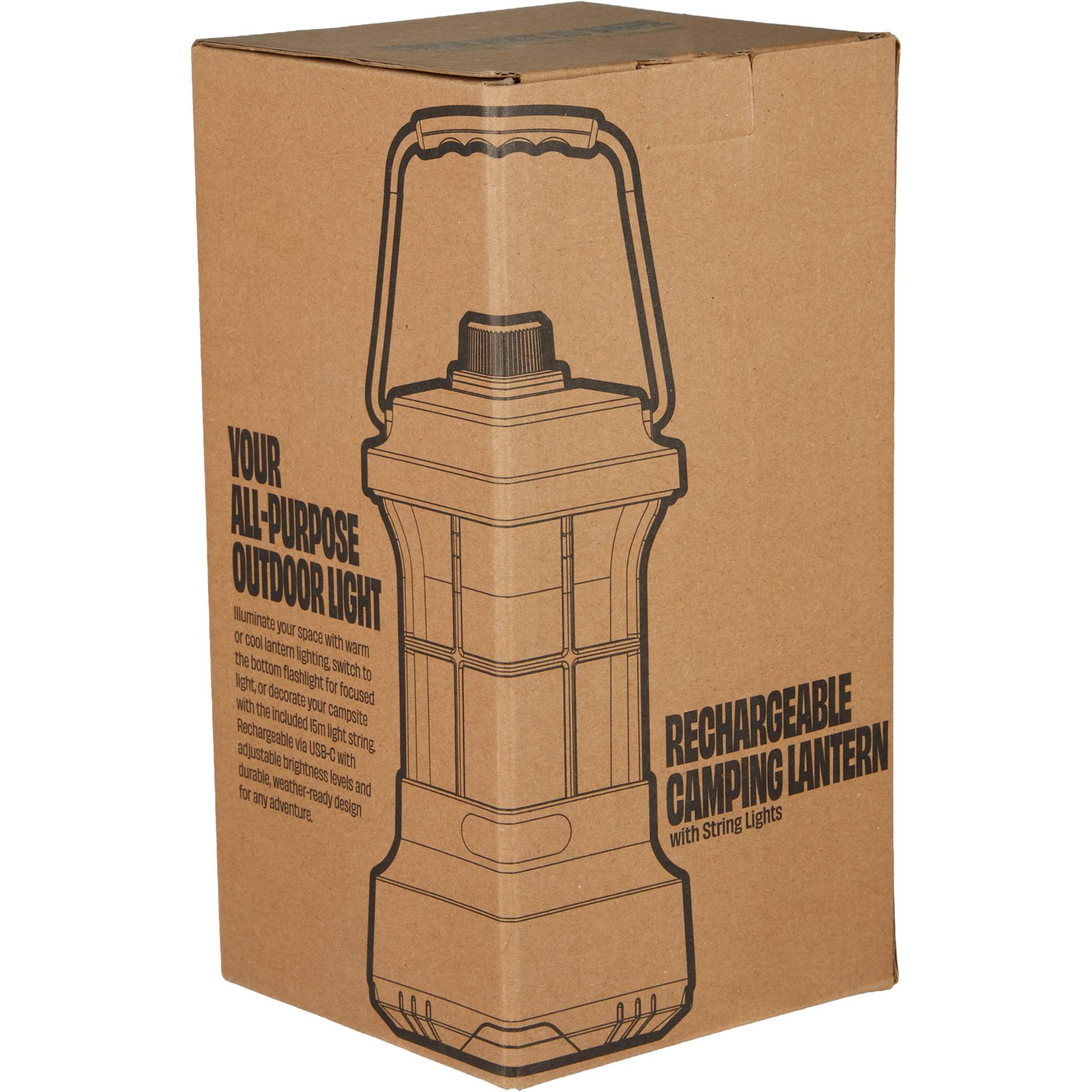 Rechargeable Camping Lantern with String Lights - Etchified - Etchified - 8053-28BK