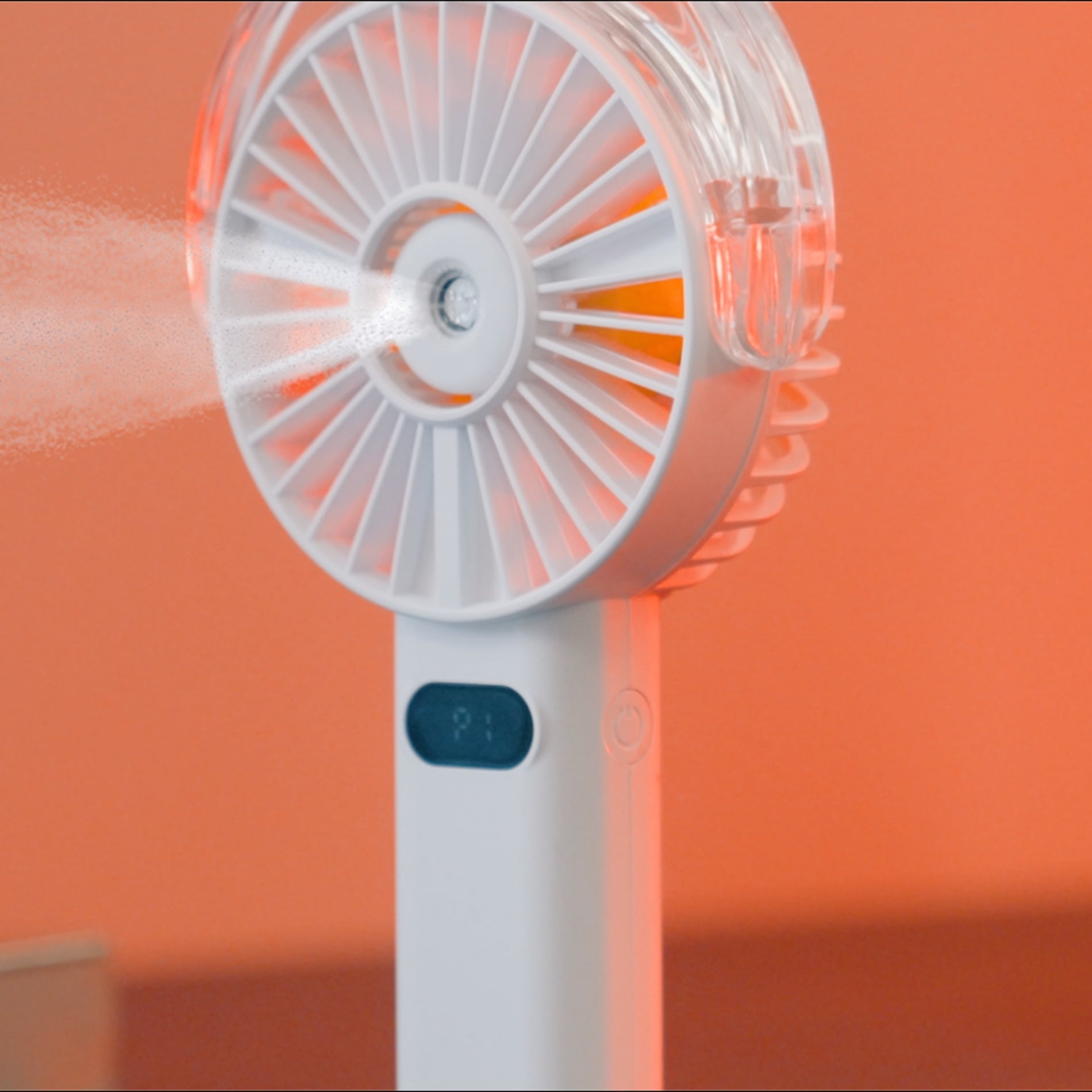 Rechargeable Portable LED Fan with Water Mist - Etchified - Etchified - SM-1418WH