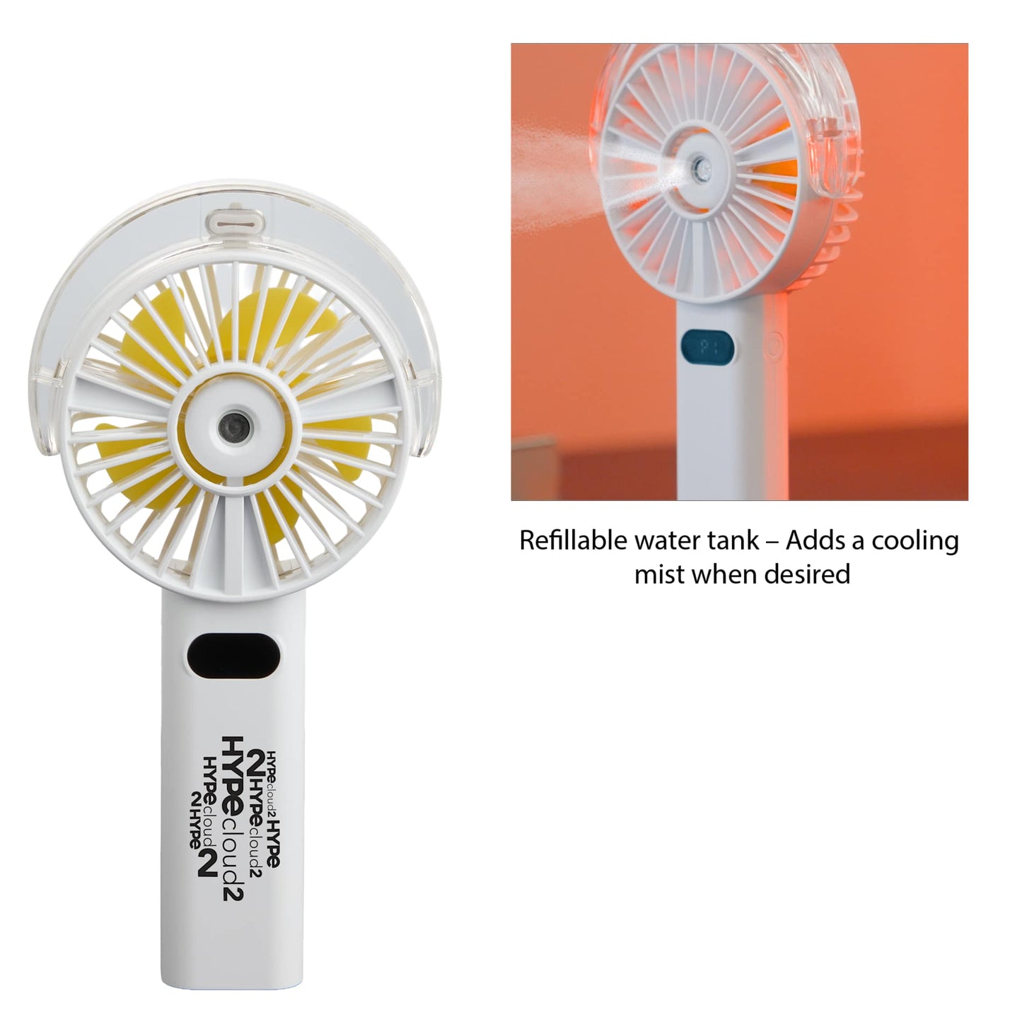 Rechargeable Portable LED Fan with Water Mist - Etchified - Etchified - SM-1418WH