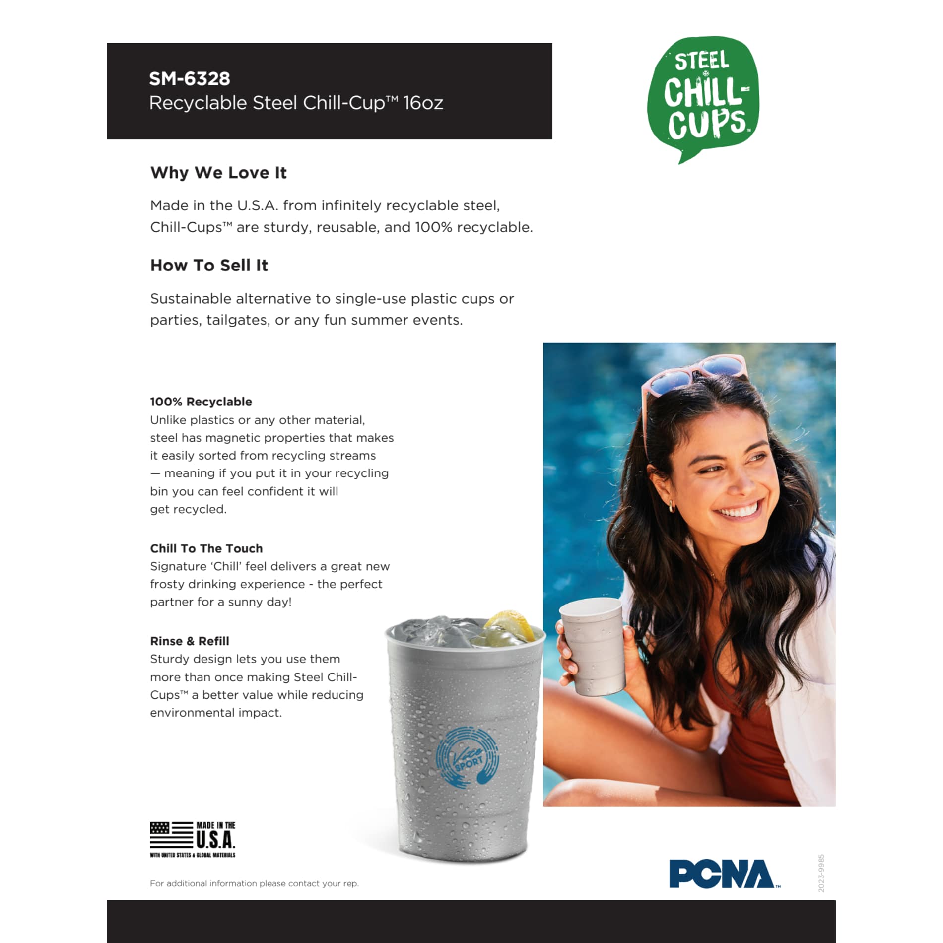 Recyclable Steel Chill - Cups™ 16oz - Etchified - Etchified - SM-6328GR